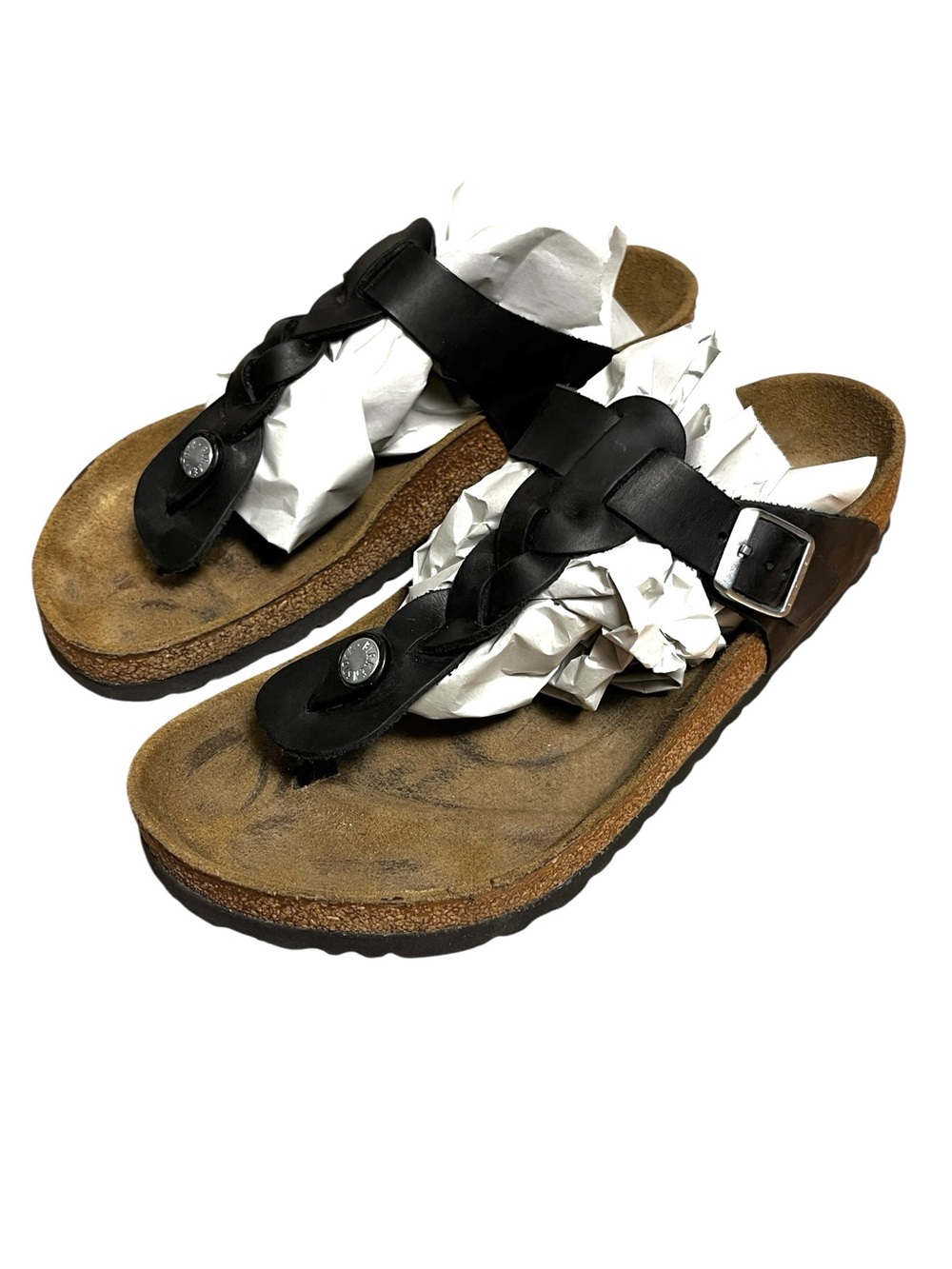 Birkenstock Gizeh Braided Leather Thong Sandals Black Women’s 39 - Picture 6 of 16